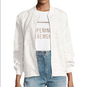 Opening Ceremony White Anglaise Cotton Bomber NWT